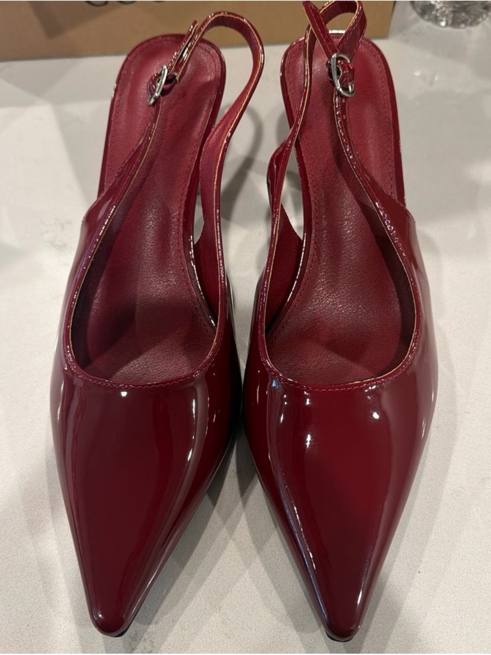 Women’s Pointed Slingback Pumps in Burgundy